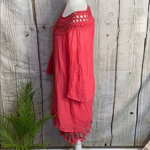 Monoreno Coral Woven Lace Trim Dress - Picture 4 of 9